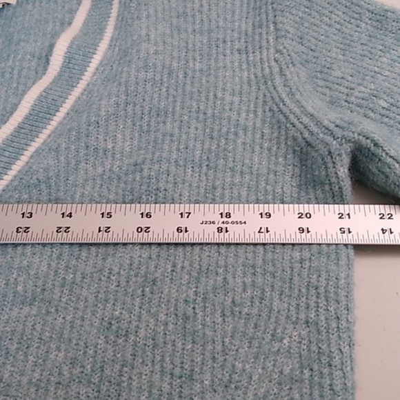 A new day Pastel blue green/cream trim classic academia button up cardigan - Picture 3 of 6